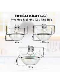 Nồi inox chống dính cao cấp Fivestar nắp kính inox 430 , tặng 5 muỗng ăn 18cm | 20cm | 22cm | 24cm | 26cm | 28cm