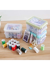 Bộ Hộp Kim Chỉ May Vá Đa Năng Gia Đình 3 Tầng Đa Năng- Kim Khâu, Chỉ, Kéo, Thước Dây, Đủ Size Màu Mini Giao Màu Ngẫu Nhiên