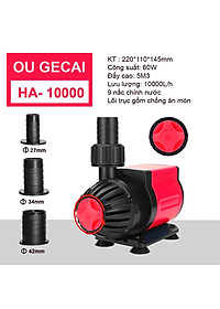 Máy bơm HA 8000 - HA10000 - HA12000 lõi trục gốm, 9 nấc chỉnh nước dùng cho bể cá, hồ cá, hòn non bộ - Máy bơm chìm cao cấp