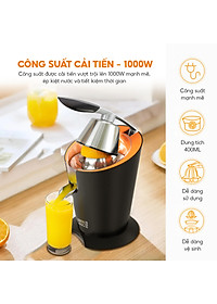 Máy vắt cam Lebenlang LBL833, công suất lớn 1000W, dung tích 400ml, vắt kiệt nước, bảo hành 2 năm - hàng chính hãng