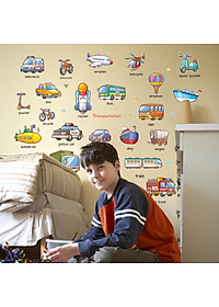 Decal trang dán tường Tiếng anh các loại phương tiện giao thông HM92024