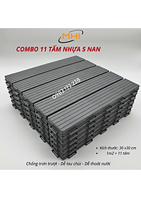 [COMBO 11] Vỉ nhựa lót sàn MHI cao 2 cm, chuyên dụng cho ban công, bể bơi sân vườn PP - kích thước 30 cm x 30 cm x 2 cm