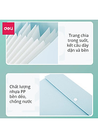 Cặp đựng tài liệu A4 Deli - 8 ngăn phân trang - file lưu trữ tài liệu - linfini - Xanh Dương / Trắng - 72456