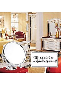 Gương trang điểm phóng đại 3 lần, xoay 360 độ, 2 mặt siêu nét, để bàn, Inox 304, Size 18cm, 20cm, Minh House G31