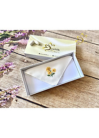 Khăn Tay Thêu Hoa Dã Quỳ SenSilk – Quà Kỷ Yếu, lụa tơ tằm Bảo Lộc 35 X 35 CM