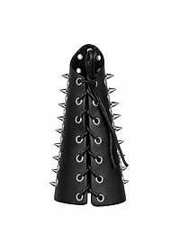 Punk Wide Black PU Leather Rivet Arm Bracers Arm Gauntlets Arm Guard Wristbands Cuff