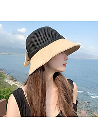 Nón nữ đi biển đẹp mũ rộng vành chống nắng UV cho nữ chất liệu cói vải gấp gọn dona2203204