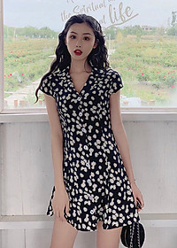 Đầm Sơ Mi Hoa Cúc Xuân Hè Kèm Thắt Lưng Xinh DN078 MayHomes, Thời Trang Nữ Mới, Đầm Ngắn Dễ Thương, Phong Cách Retro
