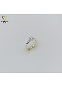 Nhẫn bạc 925 Huệ Ngân - Mặt trơn đá 5li RS104