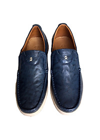 Giày mọi nam Trường Hải màu xanh lam bò da bò thật cao cấp không bong tróc đế cao su chống mòn không trơn GMTH097