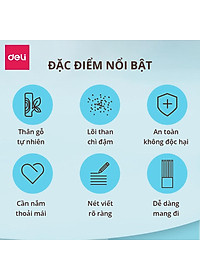 50 Chiếc Bút Chì Gỗ Tự Nhiên Deli - Dễ Gọt Và Nhạy Với Máy Chấm Thi - Kèm Tẩy Và Gọt Bút Chì - Loại HB/2B