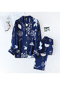 Đồ Bộ Nữ Dài Tay, Pijama Mặc Nhà Cho Nữ Bigsize Azuno BN2111 Chất Liệu Cotton Lụa Có Thể Mặc Mùa Hè