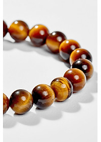 Vòng Tay Đá Mắt Hổ Vàng Nâu Phối Charm 12 Con Giáp Bạc Mạ Vàng 24K Size Hạt 8mm Mệnh Thổ, Kim - Ngọc Quý Gemstones