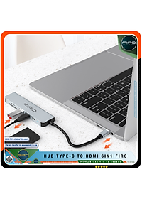 Hub Type-C To HDMI FIRO 6in1 Chuẩn HDTV - Hub Chuyển Đổi Type-C Chia 6 Cổng - 1 Cổng HDMI/HDTV 4K, 2 Cổng USB 3.0, 2 Khe Đọc Thẻ TF Và SD, 1 Cổng Sạc Nhanh Type C PD - Kết Nối Tốc Độ Cao - Dùng Cho Smartphone/Laptop/PC/Tivi/Playstation – Hàng Chính Hãng