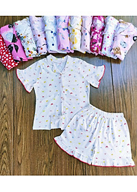 Đồ bộ bé gái, bộ pijama ngắn tay cho bé gái size 18-35kg chất cotton mềm mát