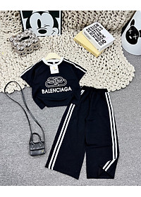 Bộ cộc tay cho bé gái quần dài size đại 5-12 tuổi in chữ BELACIA vải cotton co giãn 4 chiều kiểu dáng thời trang