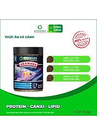 Thức ăn Cá Rồng GREENABC - Arowana Fish – Hàm lượng protein 40% giúp tăng trưởng nhanh, tăng đề kháng, vảy rực rỡ - Hộp 350g