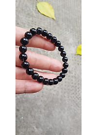 Vòng tay nữ thạch anh tóc đen dầy kín tự nhiên size hạt 8mm màu đen đậm bóng đẹp hợp mệnh thủy mệnh Mộc đeo đẹp may mắn hợp mệnh tuổi tốt sức khỏe công việc ạ