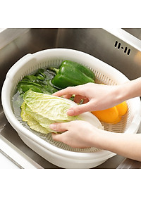Thau nhựa trắng đựng đồ, rửa rau củ 5,3L - Hàng nội địa Nhật