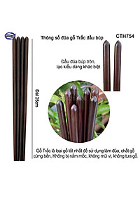 Đũa đầu búp gỗ Trắc Việt Nam Siêu sạch (10 đôi) Kháng khuẩn, không nấm mốc (CTH754) để mộc siêu bền - an toàn sức khỏe