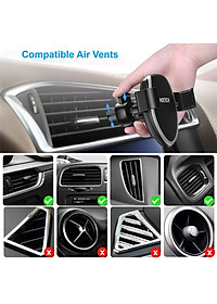 Giá đỡ kiêm Sạc không dây 10W hiệu CHOETECH H-T536S trên xe hơi / ô tô hiệu  (sạc nhanh chuẩn MFI Apple, Công suất 10W, công nghệ Gravity) - Hàng chính hãng