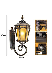 Đèn tường LIOME đồng kính cổ điển trang trí cột cổng, hành lang, ban công sang trọng - kèm bóng LED (821).