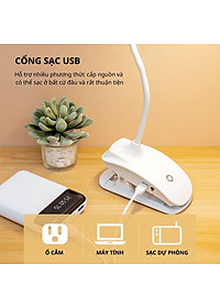 Đèn Học Để Bàn Đọc Sách Tích Điện Đèn Kẹp Bàn Học Giá Sách Bảo Vệ Mắt 3 Màu Ánh Sáng Khác Nhau Bóng Led Không Nóng Xoay 360 Độ - Hàng Nhập Khẩu