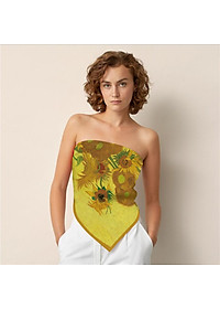 90x90cmKhăn bandana lụa quấn áo BlackPink - Khăn quàng cổ lụa vuông họa tiết tranh cổ điển Picaso