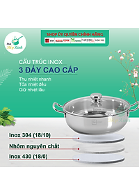 Nồi lẩu xửng hấp FIVESTAR 3 đáy từ nắp kính , tặng 1 vá canh 20cm | 24cm | 26cm | 28cm
