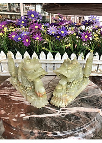 Cặp Rồng nằm phong thủy đá ngọc Onyx - Dài 18 cm