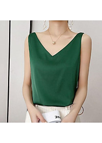 Áo Hai Dây Cổ Tim Mặc Trong Vest blazer kiểu nữ freesize (40-65kg) Vải Lụa Satin Mịn ,Thoáng Mát New  Design AO0003