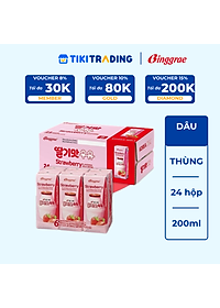 Thùng 24 hộp Sữa dâu 200ml nhãn hiệu Binggrae