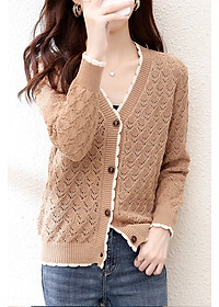 Áo khoác nữ, áo cardigan len phối ren xinh xắn K02
