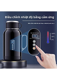 Bình Đun Nước Xe Hơi Giữ Nhiệt Dung Tích Lớn 1500ML 200W SUS304 Chế Độ Nguồn Kép 12V-24V Kèm Bộ Adapter 220V Dùng Trong Gia Đình Và Cho Xe Tải Xe Khách Đường Dài