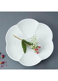 Đĩa hoa đào màu trắng cao cấp Sứ Long Phương