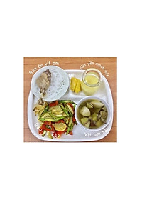 Set 02 Đĩa ăn chia 3 ngăn cho bé màu trắng - Hàng nội địa Nhật