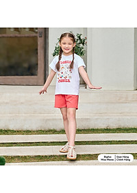 Đồ bộ cộc tay bé gái Bigfox Miss Meow size đại mùa hè vải cotton kiểu Hàn Quốc in Flower Power cỡ 3-11 tuổi 25kg 30kg