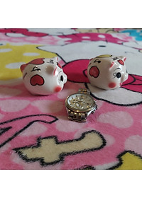 Combo 2 Con HEO ĐẤT Tiết Kiệm Gốm Men Sứ Bát Tràng cao cấp - Size MINI Màu TRẮNG SỮA, Heo Phong thủy Thu Hút Tài Lộc, May Mắn - Lợn Đất chưng bàn làm việc, bàn học, trang trí nội thất, giải hạn