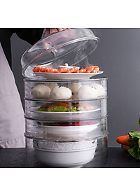 (Loại Tốt) Lồng Bàn Thông Minh 5 Tầng Hàng Chính Hãng KhoNCC - Nhựa PP An Toàn Cho Nhà Bếp - NLM-LBTM5T (Trong Suốt)