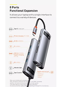 (Hàng chính hãng) Hub chuyển đổi đa năng Baseus Type-C - HDMI, USB, RJ45, SD, TF,... dành cho Macbook, Notebook, Laptop,... 