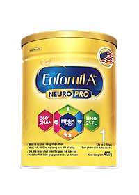 Sữa bột Enfamil A+ Neuropro 1 400g với DHA giúp phát triển não bộ cho trẻ từ 0-6 tháng tuổi