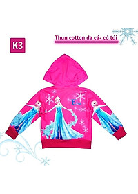 Áo khoác bé gái hình Elsa từ 10-43kg - Chất liệu thun cotton da cá