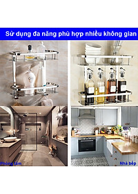 Kệ Nhà Tắm Để Đồ Gắn Tường Phẳng Thẳng Hay Để Góc Pimisi Inox 304 Hình Chữ Nhật Đựng Đồ Trong Phòng Tắm Sáng Bóng Dễ Vệ Sinh Hoặc Kệ Nhà Bếp 1 - 2 Tầng Thông Minh Gắn Tường Bằng Khoan Đinh Vít Chắc Chắn | Hàng Chính Hãng