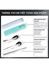 Bộ thìa (muỗng) đũa cơm trưa văn phòng inox 304 DandiHome cao cấp, tiện lợi, vệ sinh