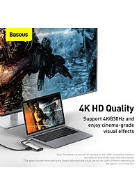 Hub chuyển đổi đa năng 8 trong 1 Baseus CAHUB-CV0G ( Type-C to HDMI/ USB3.0/ LAN / SD Card Reader/ Type C PD 100W, Multifunctional HUB) - HÀNG CHÍNH HÃNG