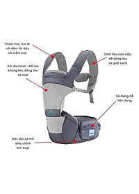 Địu ngồi trẻ em cao cấp siêu mềm 4 tư thế công nghệ Air Mesh thoáng khí - Comfybaby CF818 - tặng yếm tam giác