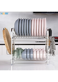 Kệ đựng chén bát 2 tầng Inox 304 cao cấp đa năng Hobby home decor KC2F