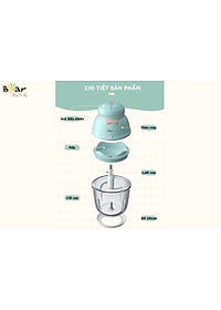 Máy Xay Thịt, Máy Xay Ăn Dặm Bear GR-B06V1 Xay Cực Êm Dung Tích 0.6 Lít Công Suất 200 W- Hàng Chính Hãng
