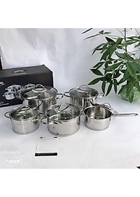 Combo bộ nồi inox quánh xửng chảo chống dính cao cấp FIVESTAR 7 món nắp kính 3 đáy dùng được bếp từ , hồng ngoại , gas