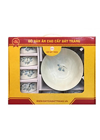 Bộ bàn ăn 12 sản phẩm Bát Tràng vẽ sen cao cấp